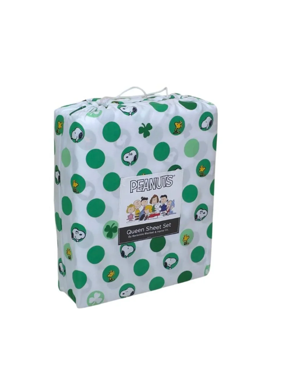 Peanuts Queen Sheet Set Snoopy & Woodstock St. Patricks Day Shamrock Berkshire